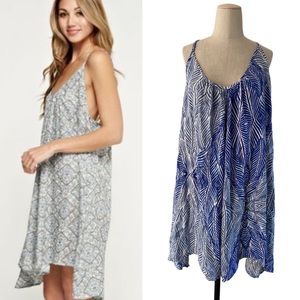 Lovestitch Blue palm Print Trapeze Dress